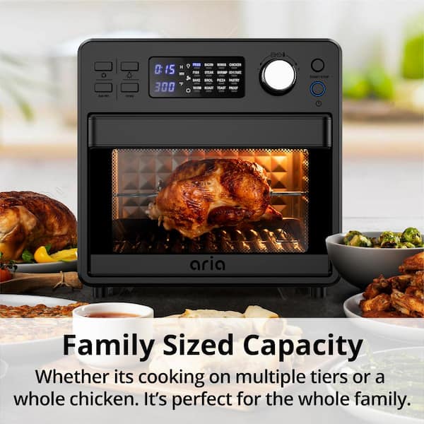 LNC All-in-1 33.8 qt. Silver Stainless Steel Digital Air Fryer Toaster Oven for Bake Roast Pizza with Accessories