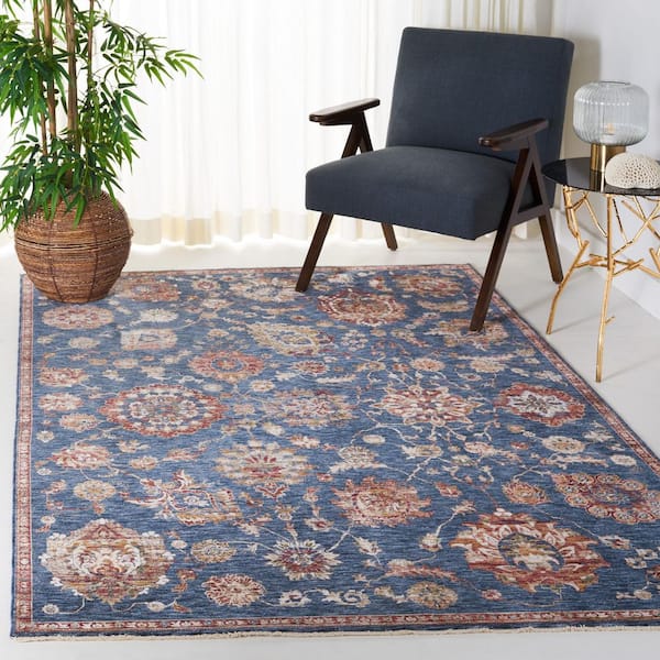Heirloom 5 ft. x 8 ft. Navy/Beige Floral Abstract Area Rug