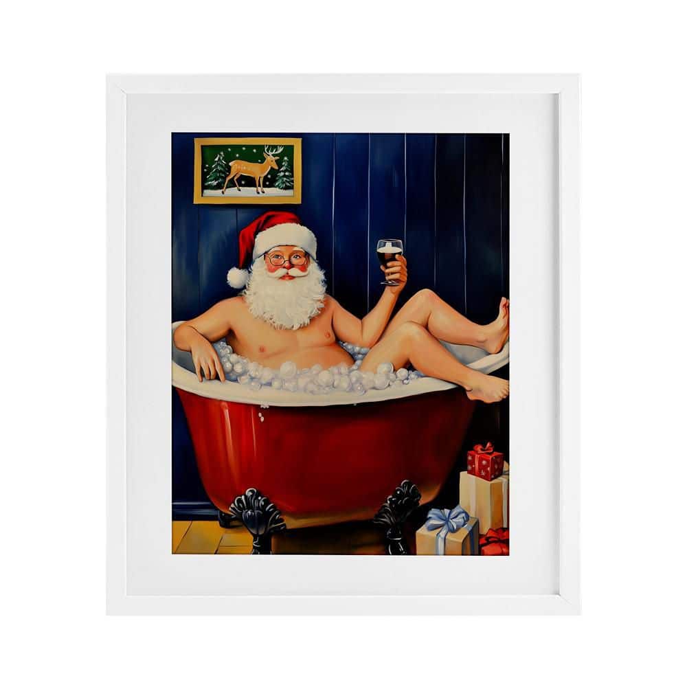 Joyful Bathtub Santa by Arlington Prints 1 Piece White Framed Graphic People Art Print 16 in. x 13 in. price history on PriceWatchPro