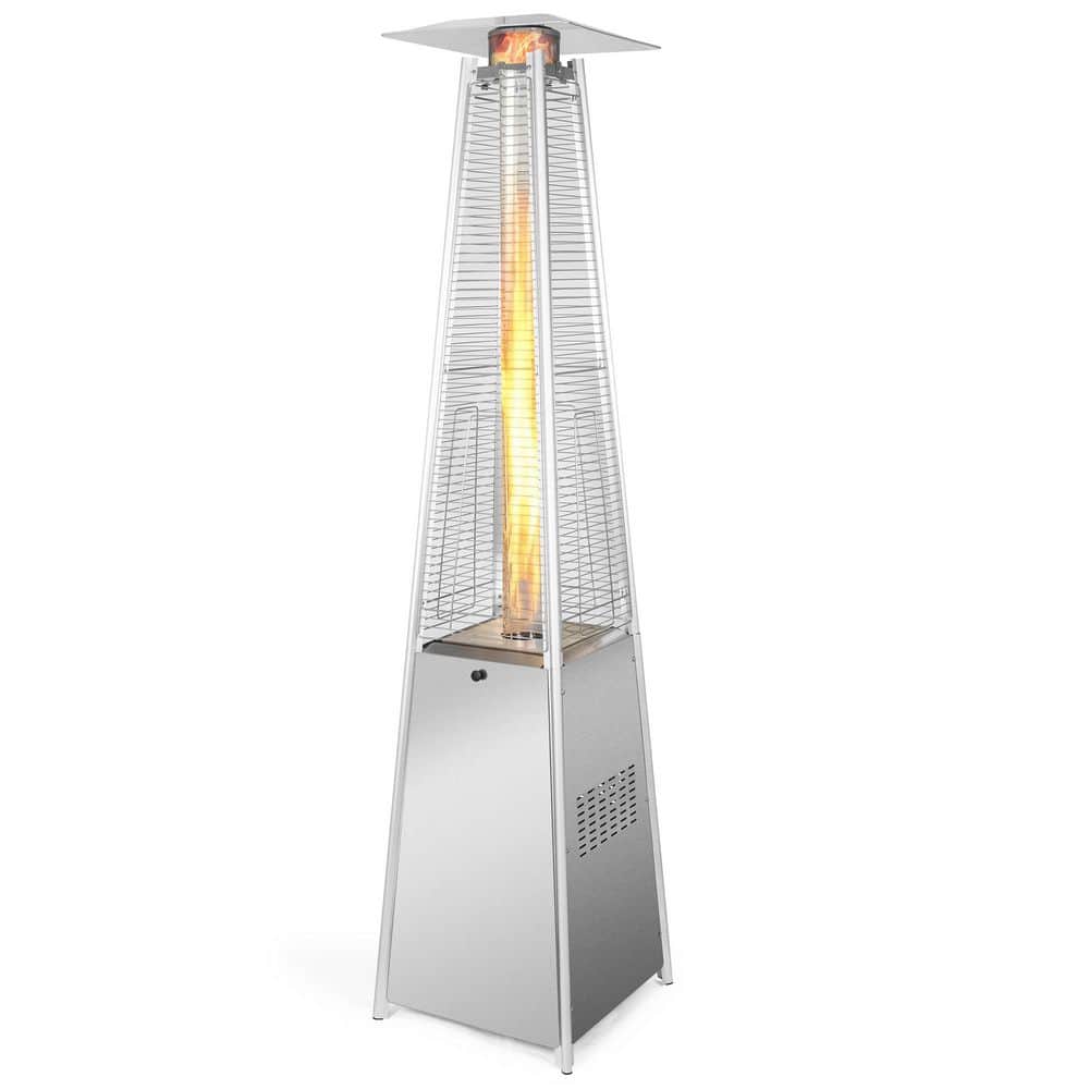 outermust 48,000 BTU Propane-Fired Pyramid Patio Heater with Stainless Steel Design and Ignition Ideal for Backyard 6-8 People