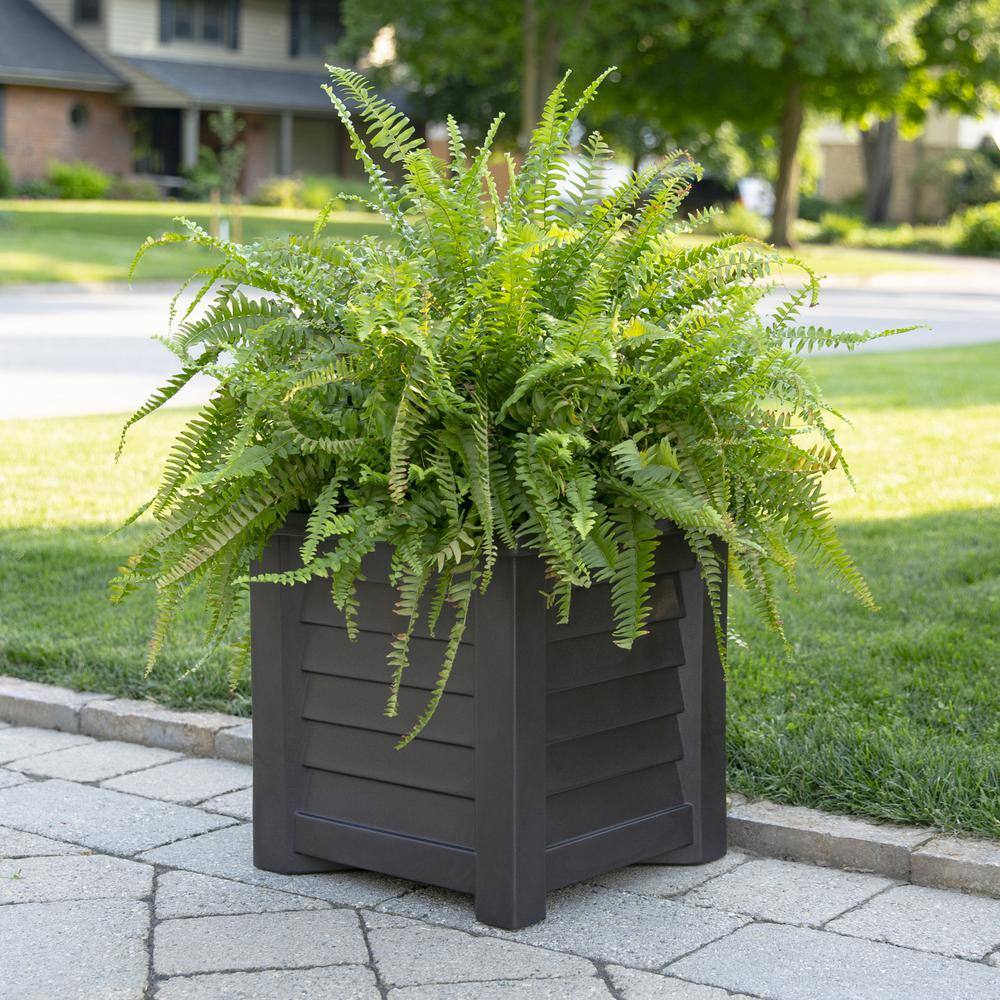 Espresso Square Resin Self-Watering Planter with Sub-Irrigation