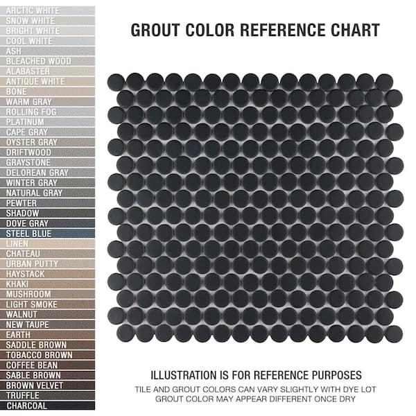 Merola Tile - Hudson Penny Round Matte Black 12 in. x 12-5/8 in. Porcelain Mosaic Tile (10.7 sq. ft./Case)