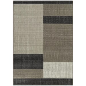 Markham Charcoal 5 ft. x 7 ft.  Geometric Indoor/Outdoor Area Rug