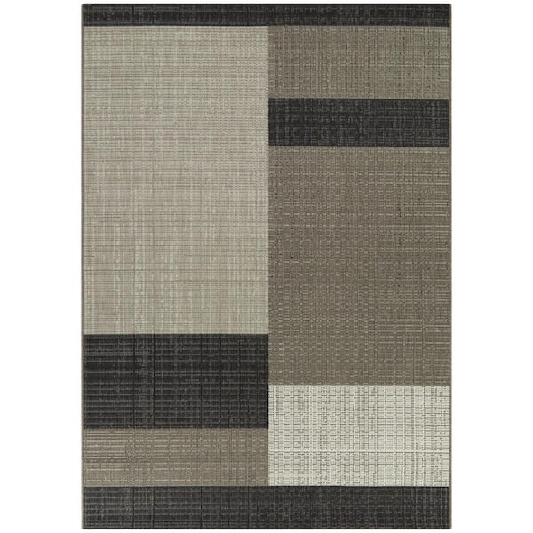 BALTA Markham Charcoal 5 ft. x 7 ft.  Geometric Indoor/Outdoor Area Rug
