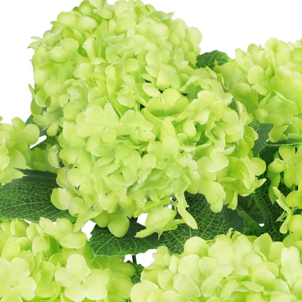 12 in. Green Artificial Guelder Rose Snowball Flower Stem Bush Bouquet Set of 2