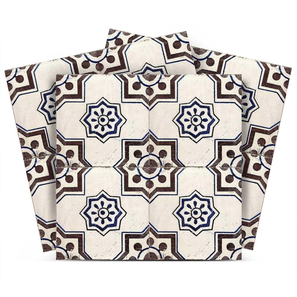 MI ALMA Blue and Brown V41 4 in. x 4 in. Vinyl Peel and Stick Tile (24