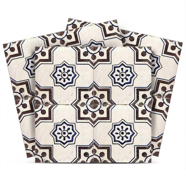 MI ALMA Blue and Brown V41 8 in. x 8 in. Vinyl Peel and Stick Tile (24-Tiles, 10.67 sq. ft. / Pack)