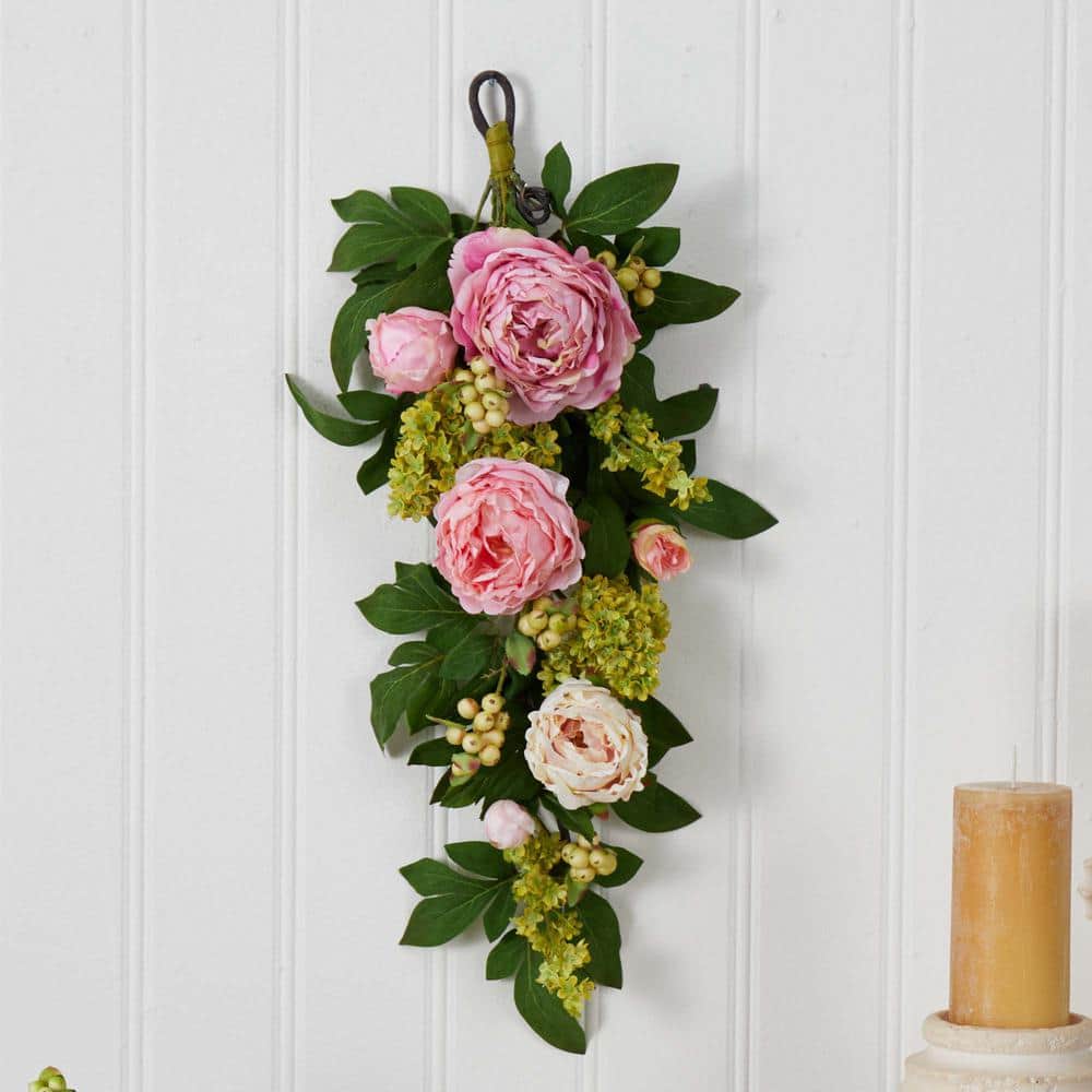 Eternal Spring 21" Pink Peony & Hydrangea Tabletop Arrangement
