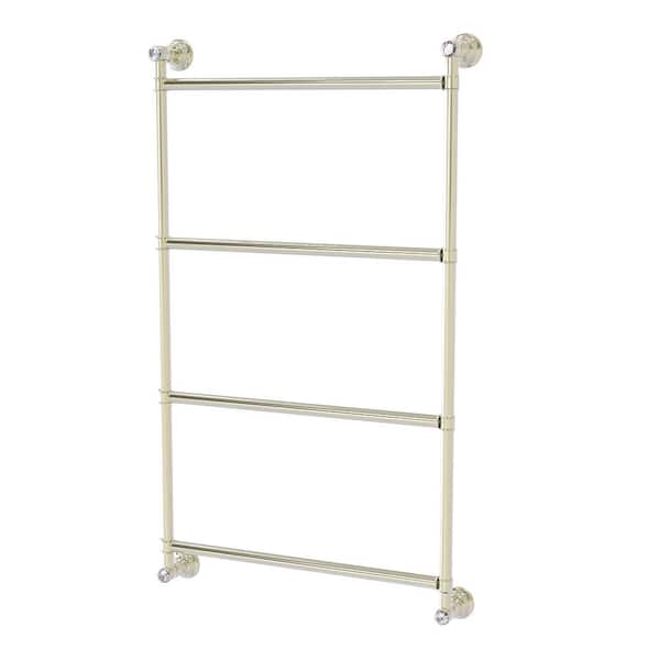 Allied Brass Carolina Crystal 24 in. 4-Tier Ladder Towel Rack Bar in Polished Nickel