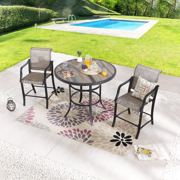 Patio Festival 3-Piece Metal Bar Height Outdoor Dining Set
