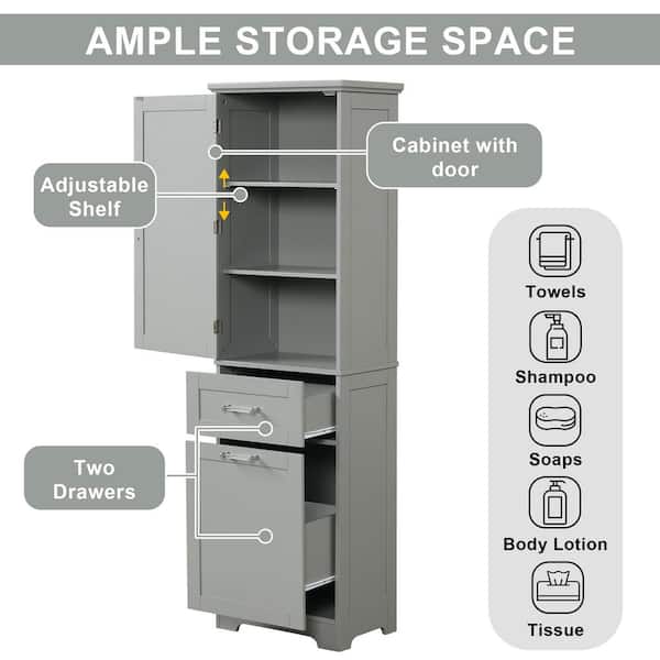 Glacier Bay Modern 20 in. W x 13 in. D x 68.1 in. H Gray Tall