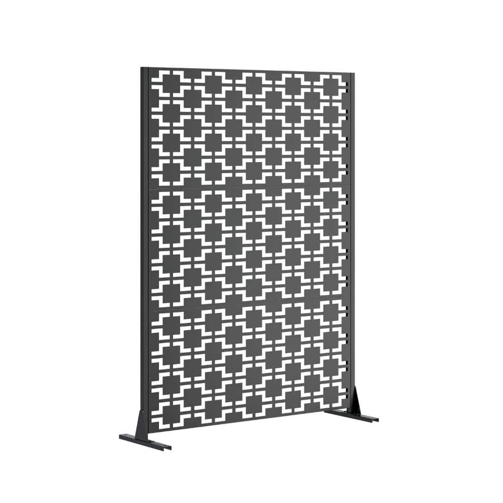 72 in. x 45.3 in. Black Metal Square Pattern Freestanding Privacy Screen for Patio Garden Backyard 1-Pack price history on PriceWatchPro