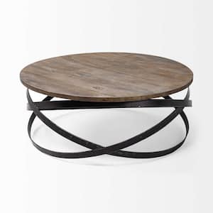 Mariana 40.5 in. Round Solid Manufactured Wood Brown Coffee Table