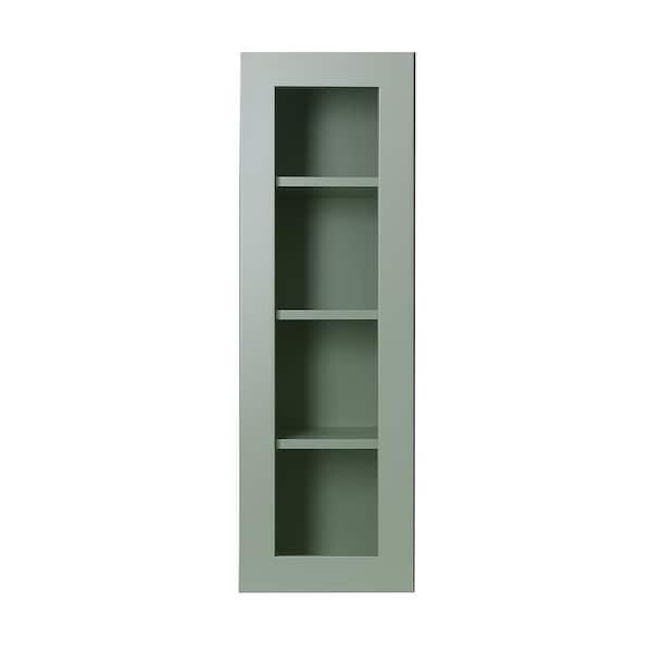 Shaker Assembled 18 in. x 42 in. x 12 in. Wall Cabinet with 1 Door in Jade Green