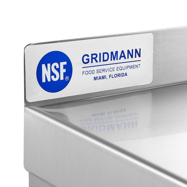 GRIDMANN 14 x 36 Stainless Steel Kitchen Wall Mount Shelf with Backsplash  - NSF Certified