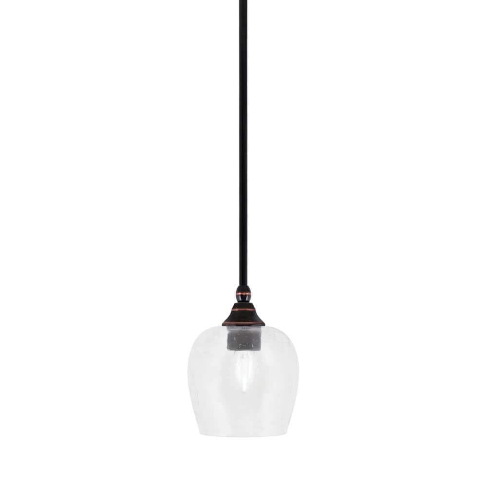 Sparta 100-Watt 1-Light Black Copper Mini Pendant Light with Clear Bubble G