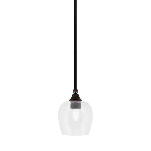 Unbranded Sparta 100-Watt 1-Light Black Copper Mini Pendant Light with Clear Bubble Glass and Light Bulb Not Included