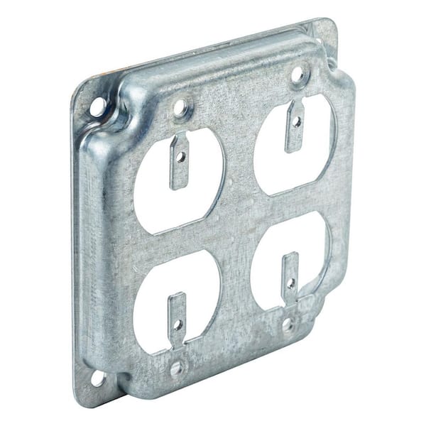 Southwire 4 in. Steel Metallic, Square Box Cover, 2-Duplex, 1/2 in. Raised (50-Pack)