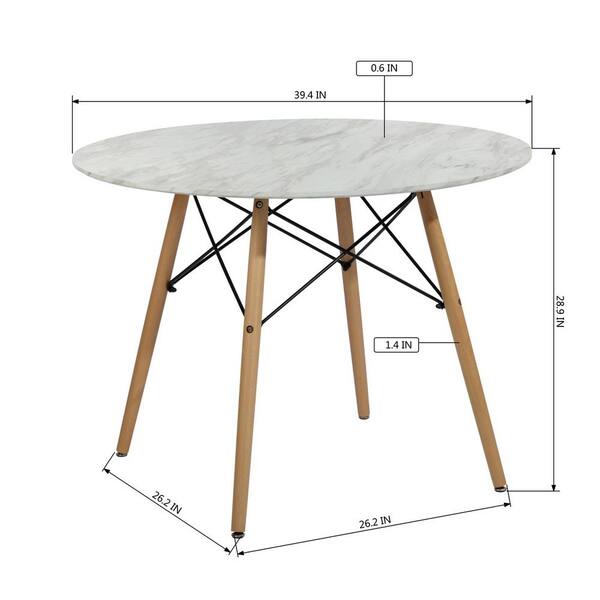 Round White Mdf Table Wood Legs, How Big Does A Round Table Need To Be Seat 600