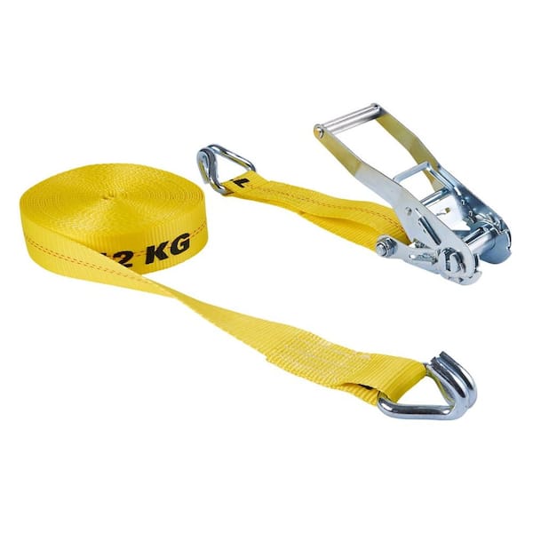 CAT 8 ft. x 1-1/2 in. 500 lbs. Swivel Hook Cam Buckles Set with Soft Straps  Yellow (4-Piece) 240034 - The Home Depot