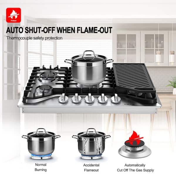 Gas Hob Natural Gas Hob Built-in Stainless Steel Gas Stove with 2 Flames  28in