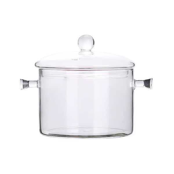 1-Piece Clear Glass 50 oz. Cooking Pot, Heat-Resistant Borosilicate Glass Handmade Cookware Set Stovetop Pot, for Pasta