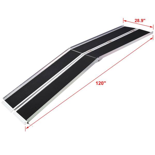 WRIGHTMASTER 10 ft. Adjustable Aluminum Wheelchair Ramp, Non-Skid ...