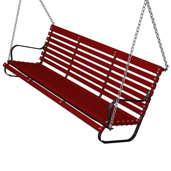Ivy Terrace 60 in. Black and Sunset Red Patio Swing