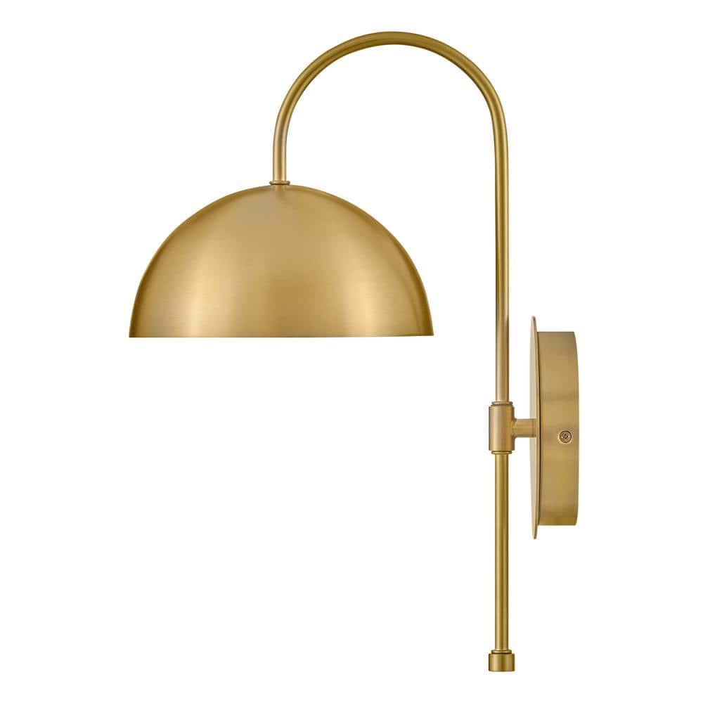 Lou Lacquered Brass and Black Mid-Century Modern Sconce