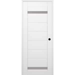 Perla 24 in. x 80 in. Left Hand 2 Lite Frosted Glass Snow White Composite Wood Single Prehung Door