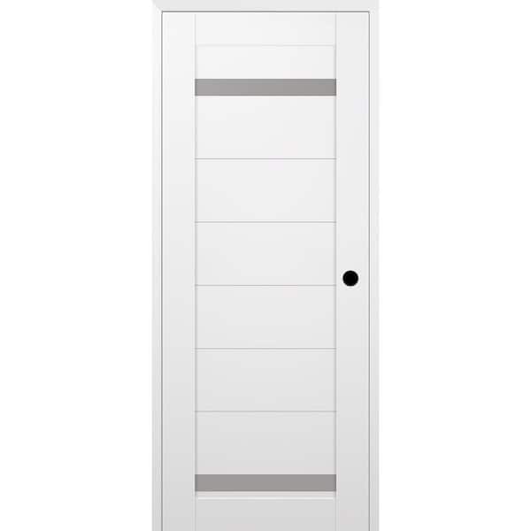 Belldinni Perla 24 in. x 80 in. Left Hand 2 Lite Frosted Glass Snow White Composite Wood Single Prehung Door