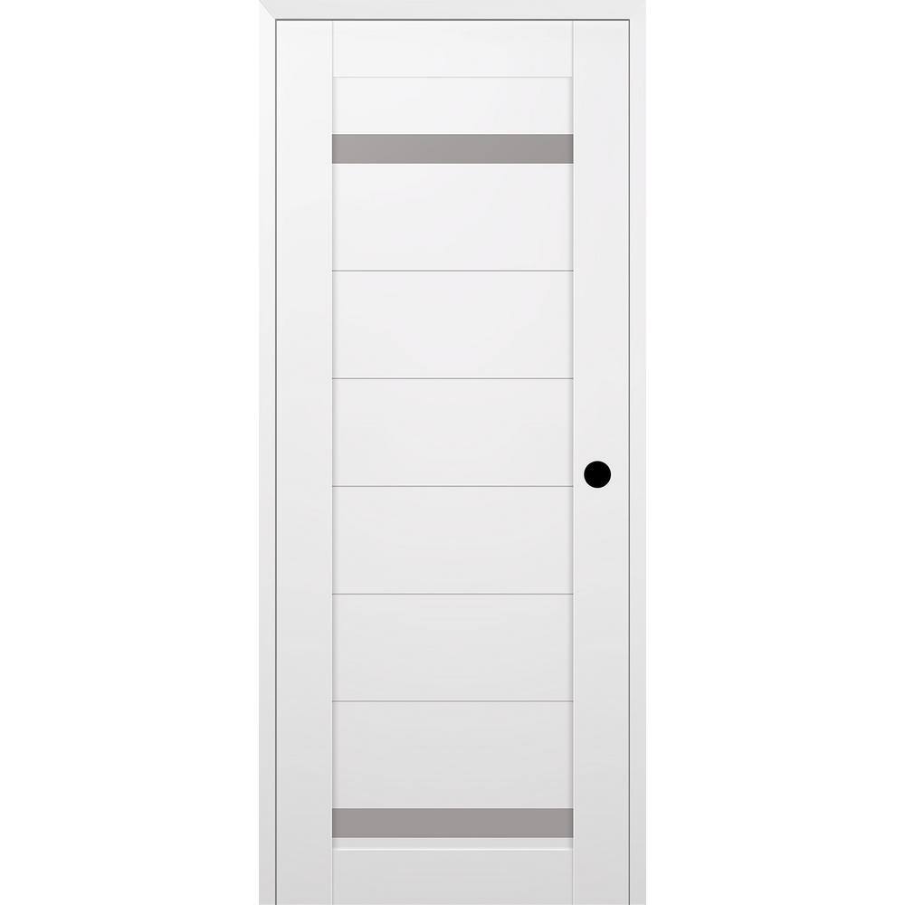 "Perla 32"" x 84"" Left Hand 2 Lite Frosted Glass Snow White Composite Wood Single Prehung Door" price history on PriceWatchPro