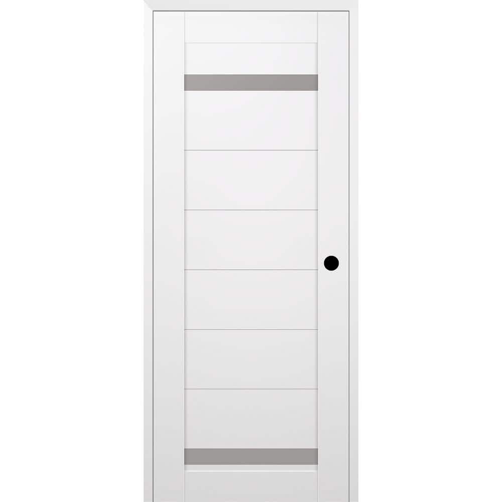 "Perla 28"" x 84"" Left Hand 2 Lite Frosted Glass Snow White Composite Wood Single Prehung Door" price history on PriceWatchPro