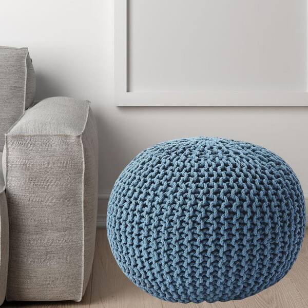 Blue Bernadette Upholstered Accent Ottoman