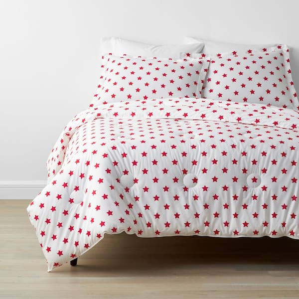 Company Kids by The Company Store Company Kids Stars 3-Piece Red Organic Cotton Percale Full Comforter Set