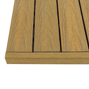 1/12 ft. x 1 ft. Quick Deck Composite Deck Tile Straight Trim in English Oak (4-Pieces/Box)