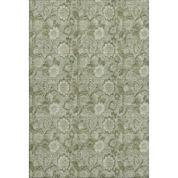 Mayfield Premium Machine Washable Abstract AMF1939 Aloe 10 ft. x 14 ft. Area Rug