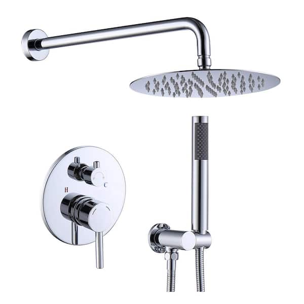 FORCLOVER Double Handle 1-Spray Shower Faucet 1.8 GPM with Pressure Balance, Anti Scald in Chrome