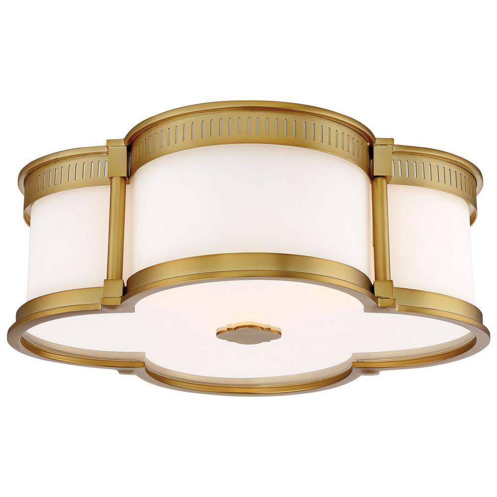 Liberty Gold LED Flush Mount Ceiling Light with Etched White Glass