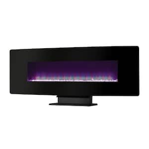 48 in. W Curved Front Wall Mount Electric Fireplace with Black Glass