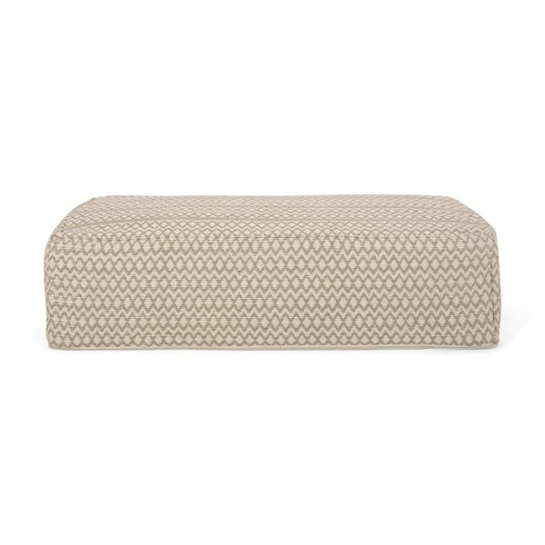 Noble House Gagel Natural and Khaki Fabric Bean Bag Ottoman