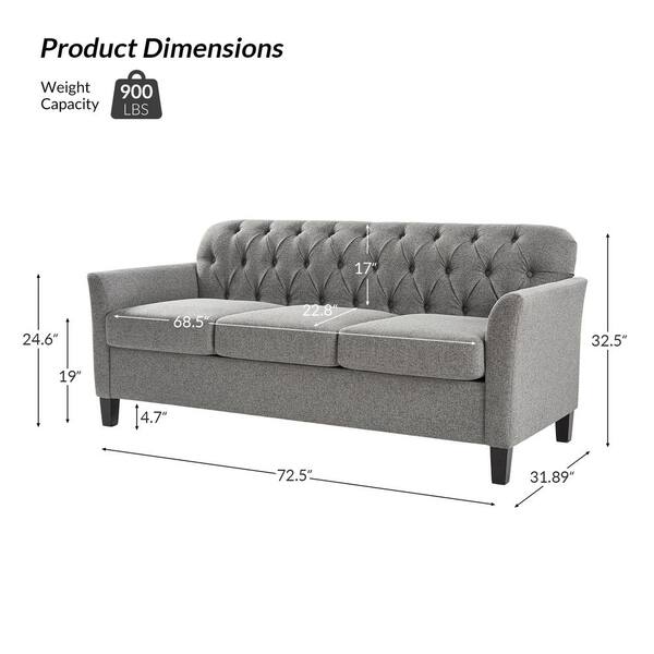 JAYDEN CREATION Eulalia 72.5 in. W in Flared Arm Rectangle