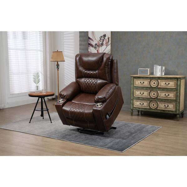 ジュエルズフレアドレス ブラウン Z-joyee Brown Faux Leather Recliners Lift Chair Relax Sofa