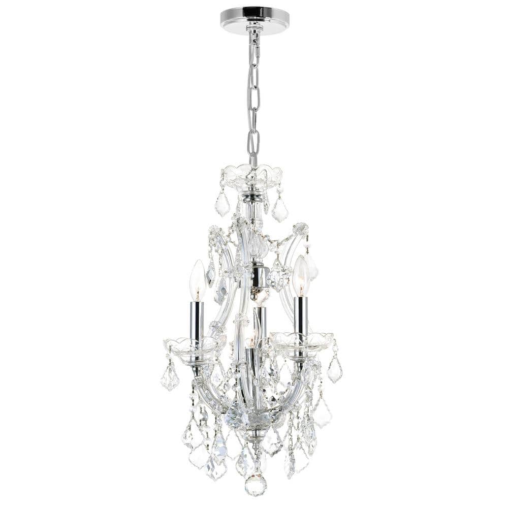 Maria Theresa 4-Light Chrome Mini Chandelier with Clear Italian Crystals
