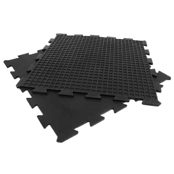 Rubber-Cal Armor-Lock 3/8 in. T x 24 in. W x 24 in. L Interlocking Rubber Tiles (16 sq. ft.) (4-Pack)