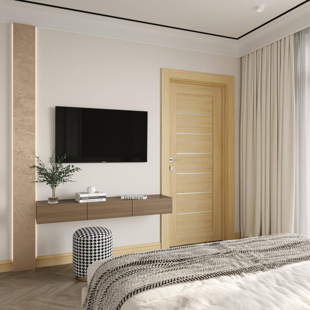 Loire Ash 79" Paneled Interior Door with Frosted Glass Inserts