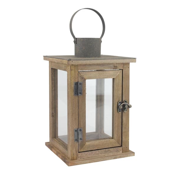 Stonebriar Collection 11 in. H Rustic Wood Lantern