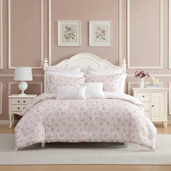 Laura Ashley Toile Delight 3-Piece Rose/Cream Cotton Full/Queen