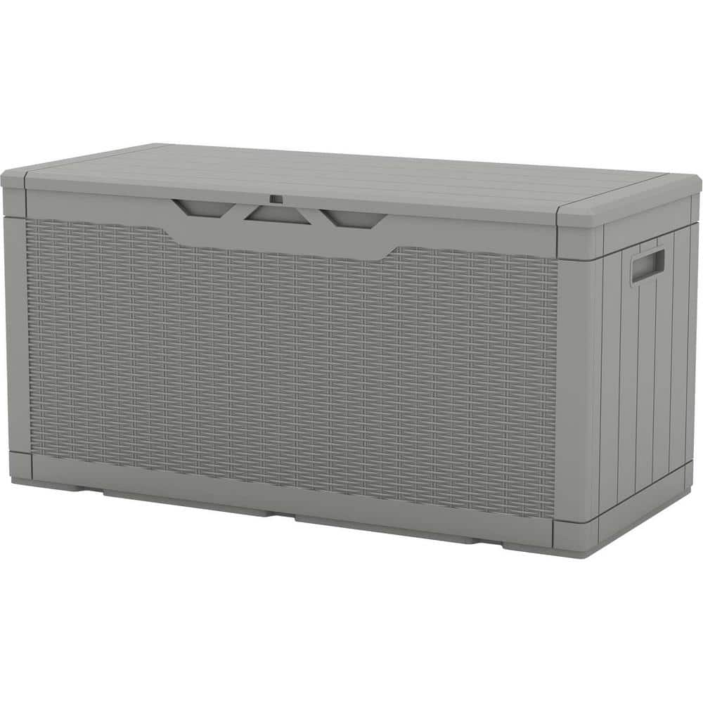 Patiowell Classics 100 Gal. Outdoor Storage Gray Plastic Resin Deck Box