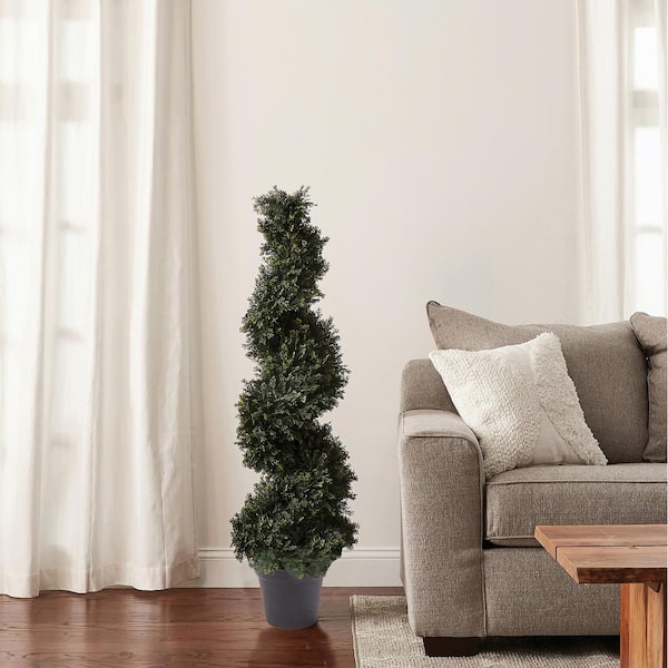 Pure Garden 48 in. Artificial Cypress Spiral Topiary